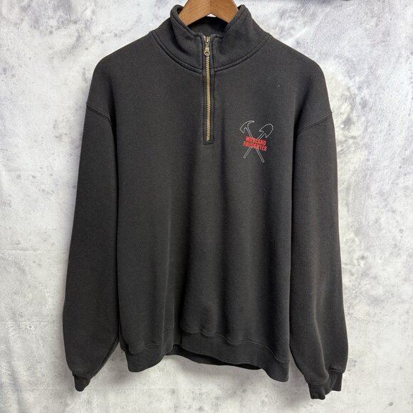 Vintage Wildland Fire Fighter Sweatshirt Mens Small Black 1/4 Zip - Picture 1 of 9